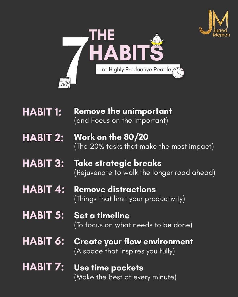 junedbilal's tweet photo. .
.
.
.

#ProductiveHabits #HighlyEffective #DailyProductivity #SuccessHabits #GoalDriven #FocusMatters #EfficiencyBoosters #LifelongLearner https://t.co/6kHBk9nuzQ