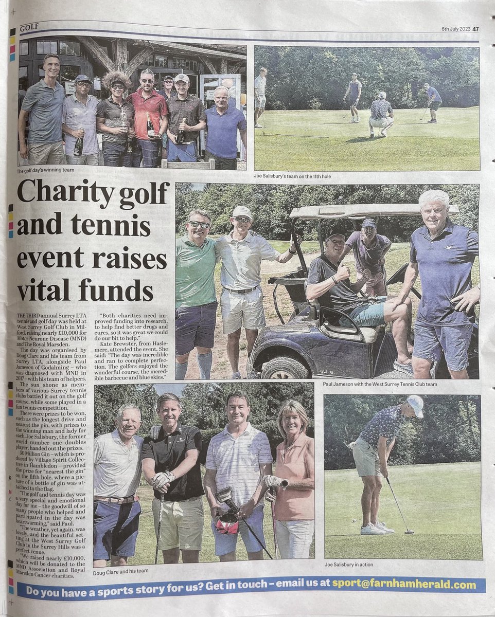 50 Million (@50milliongin) on Twitter photo Thank you to <a href="/farnhamherald/">Farnham Herald</a> for publishing the brilliant golf event organised by Surrey Tennis & <a href="/PaulJamesonMND/">Paul Jameson</a>. Lots of money was raised for <a href="/mndassoc/">MND Association</a> and we sold many bottles of the delicious 50 Million gin. Order your bottle at 50milliongin.co.uk Thank you to <a href="/farnhamherald/">Farnham Herald</a> for publishing the brilliant golf event organised by Surrey Tennis & <a href="/PaulJamesonMND/">Paul Jameson</a>. Lots of money was raised for <a href="/mndassoc/">MND Association</a> and we sold many bottles of the delicious 50 Million gin. Order your bottle at 50milliongin.co.uk
