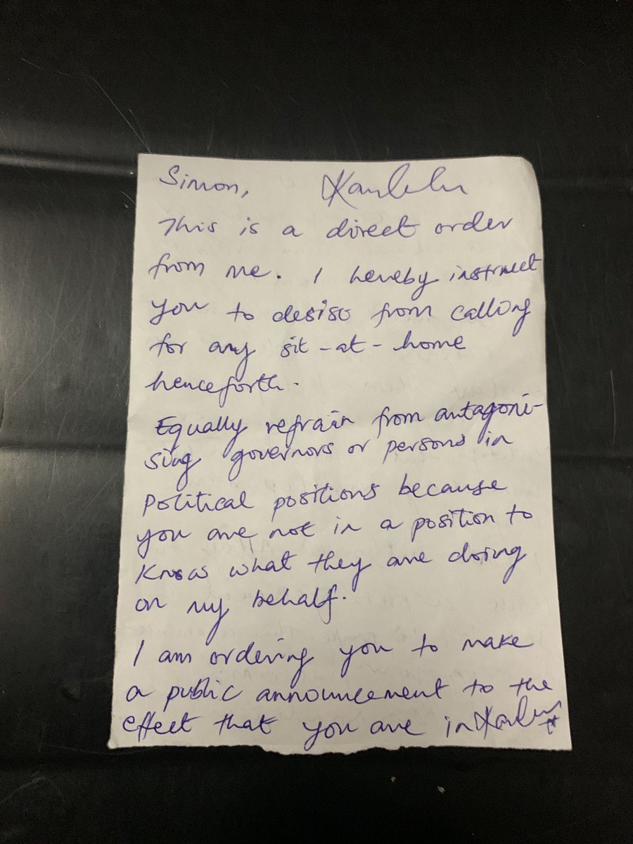 If Nnamdi Kanu told you people through his lawyer to stop the Sit-at-home and violence in Ala Igbo, but you say it’s a fake letter, then it means y’all are bl00d thirsty trouble makers. You just want to be left alone to do as you please. 

Nnamdi Kanu’s wife went to visit him and