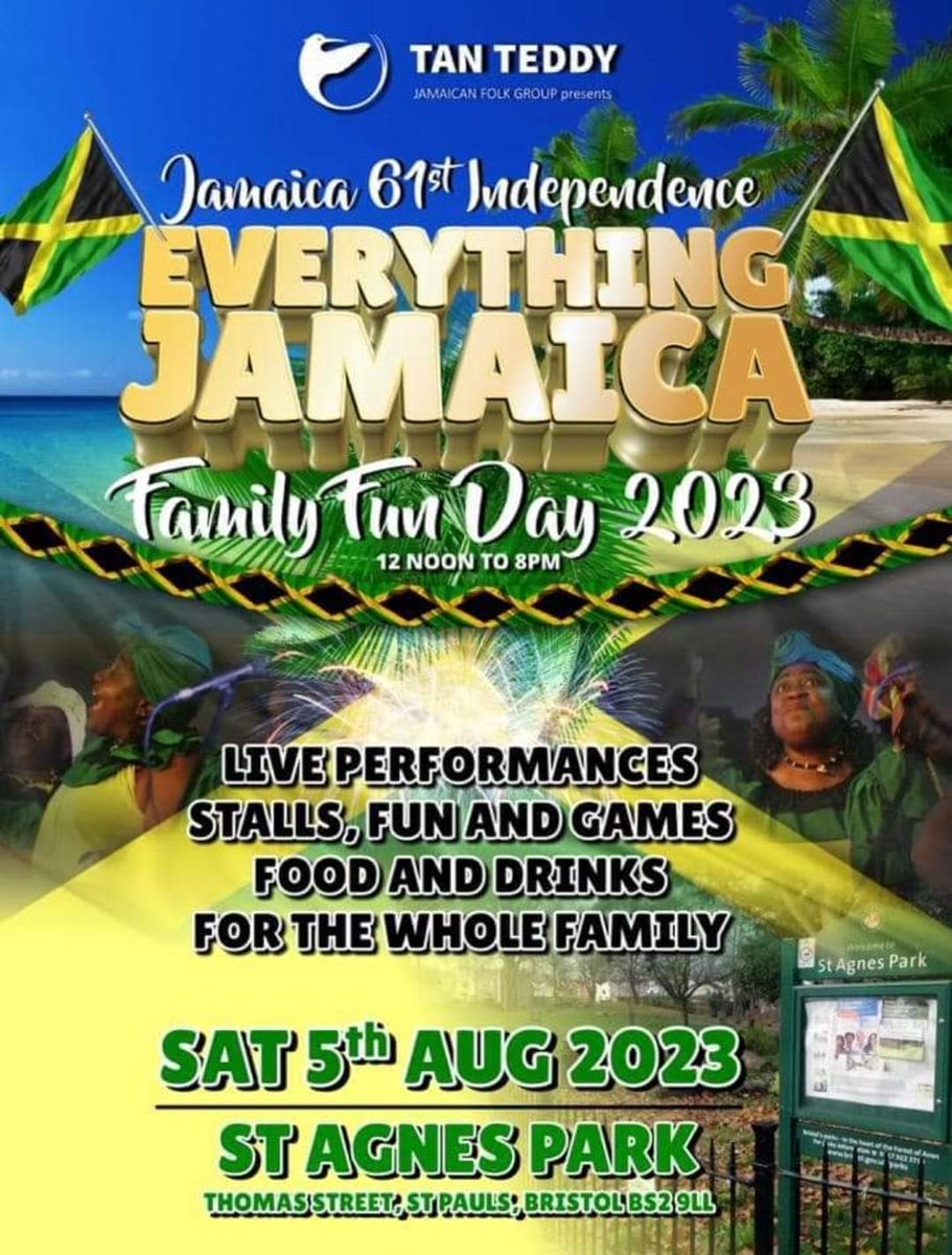 Join us at St Agnes Park next Saturday to celebrate Jamaican Independence Day! Our set starts at 5pm - see you there ❤️ 

#bristolreggaeorchestra #jamaicanindependence #communitymusic #reggaemusic