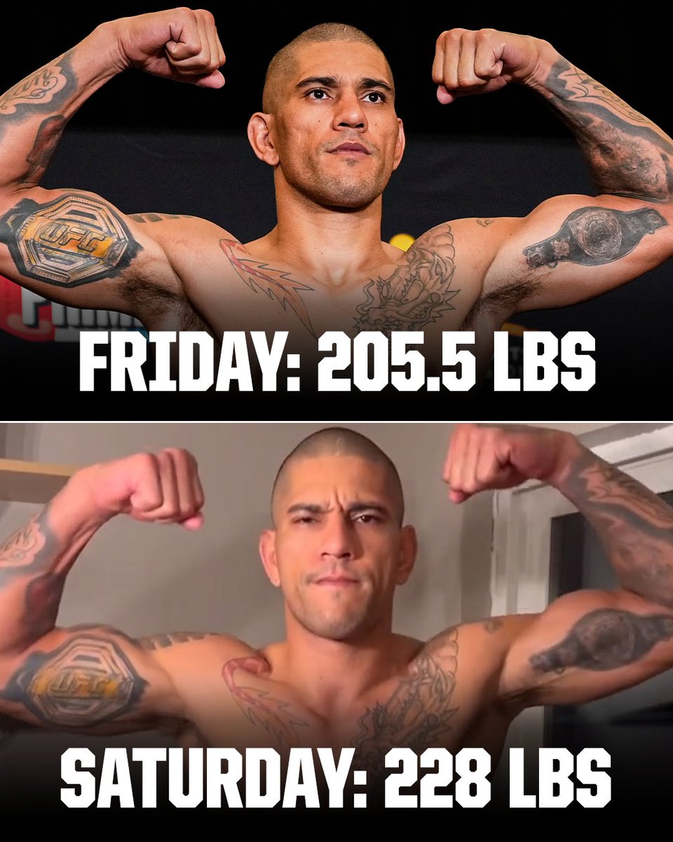 Alex Pereira gained 22.5 in 24 hours since his weigh-in 🤯 #UFC291