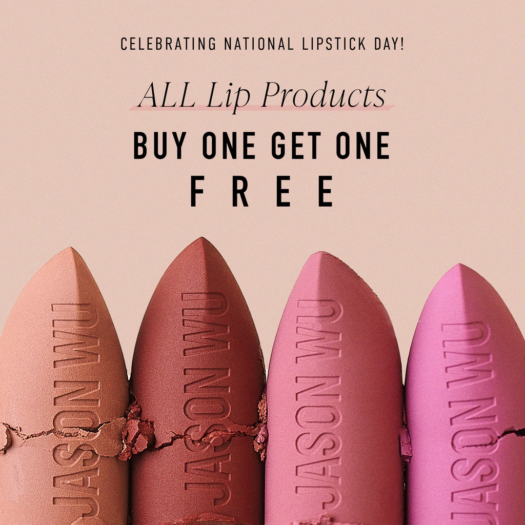 For our lipstick lovers 😍⁠ ⁠ Happy National Lipstick Day! BOGO FREE on all lip products today and tomorrow 💄💖⁠ ⁠ #jasonwubeauty #nationallipstickday #hotfluff⁠ ⁠ Shop on jasonwubeauty.com ✨