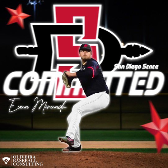 Congrats to Evan Miranda on his commitment to San Diego State University. The Aztecs with a big time addition to the program. They will love having him on Montezuma Mesa. Fired up for him and his family #SDSU #GoAztecs #MountainWest #Committed #OBC
