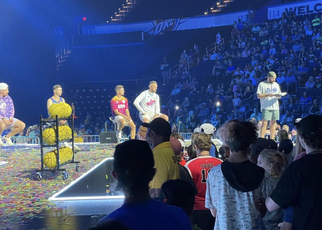 malachiobrien's tweet photo. ✍️ Jeremy Freeman ⬇️

Last night, after the Dude Perfect show was over, Tyler thanked everyone for coming and then said, “Our faith is very important to us and in a couple of minutes we’d like to share more about that for those who want to stay.” After a brief break, very few left and thousands remained…he got out his Bible, read from it, shared clearly about the saving person and work of Jesus, and then invited people to watch a more detailed video of the Gospel presentation by scanning a QR code. Then one of the other Dude Perfect guys closed in prayer. I love that my 8 year old son got to see those guys use their platform for Jesus and I love that thousands heard about Jesus.