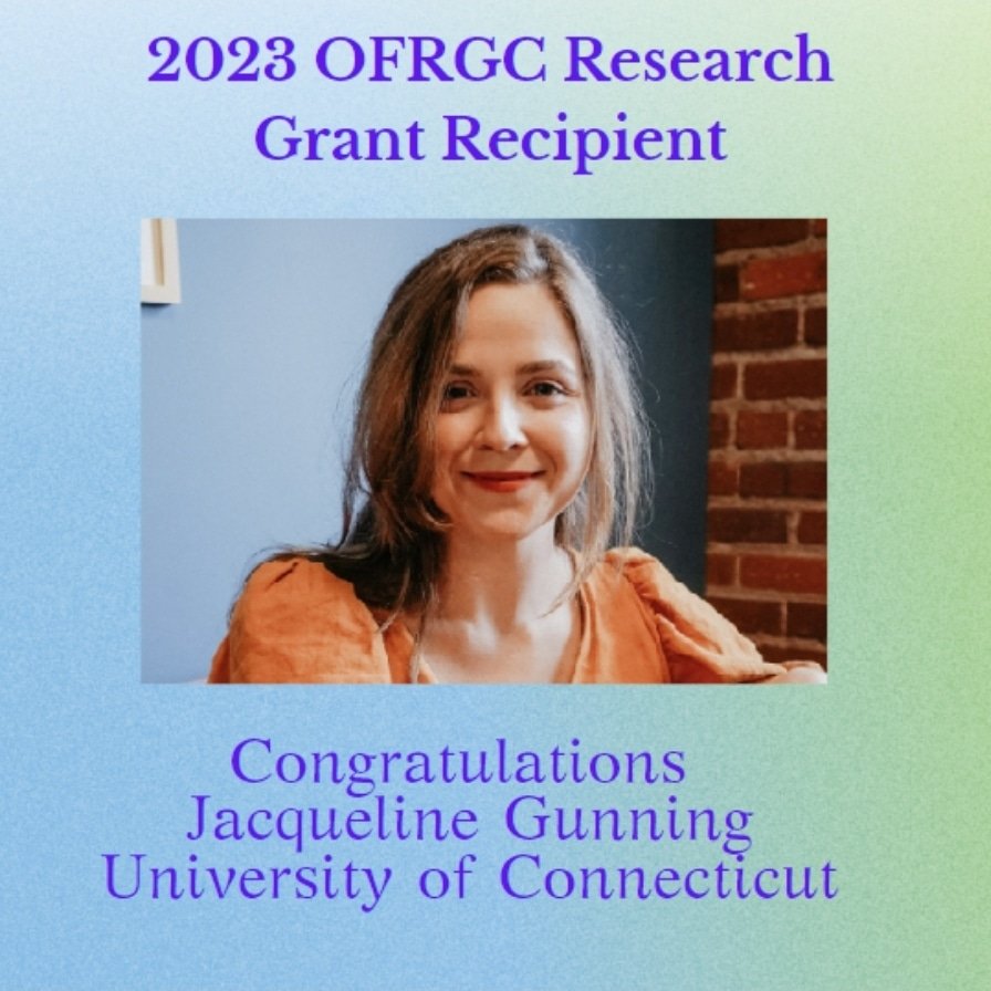 Congrats to Jacqueline Gunning, grad student <a href="/UConn/">UConn</a> whose project "Exploring (Dis)Enfranchising Healthcare Experiences of African American, Latina/o/x, and American Indian/Alaskan Native Women with Autoimmune Disease” received our 2023 OFRGC Research Dev. Grant!