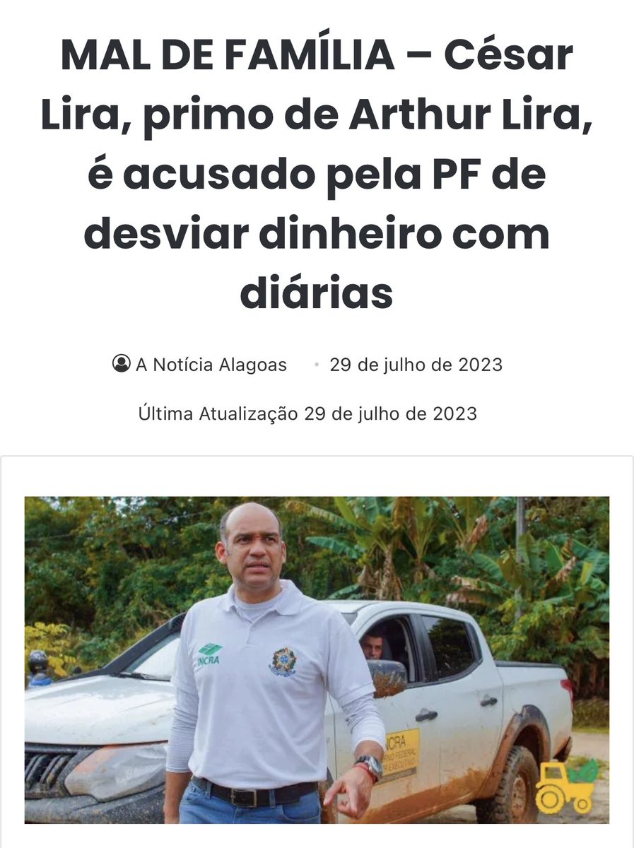 Bom dia e obrigada por compartilhar, seguir e dar visibilidade as denúncias sobre aquele que sonhava em ser o Primeiro ministro brasileiro! 
Essa família do Lira  está mais para“Os irmãos metralha”,do que para qualquer exemplo republicano! MAL DE FAMÍLIA!

anoticiaalagoas.com.br/2023/07/29/mal…