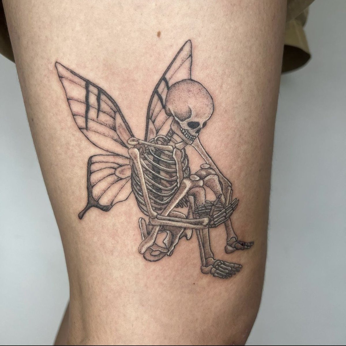 Skeleton fairy holdin' a sparkle ✨ thank you so much @gracie.kehm !!!! . .  . . @creamtattoosupply @ethereal_tattoo_tacoma #tattooidea... | Instagram