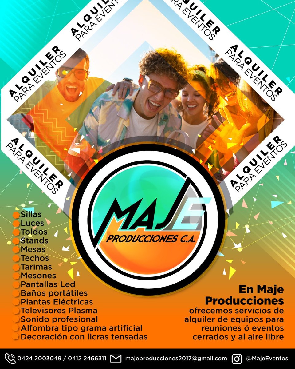 majeeventos1's tweet photo. En Maje Producciones estamos activos con el alquiler de equipos para tu reunión o eventos al aire libre y para cualquier ocasión en estas vacaciones 2023.
.
No dude en llamar y solicitar su presupuesto que nuestro personal estará gestionando su pedido las 24/7.
#29Jul #ULTIMAHORA https://t.co/LligY7y6it