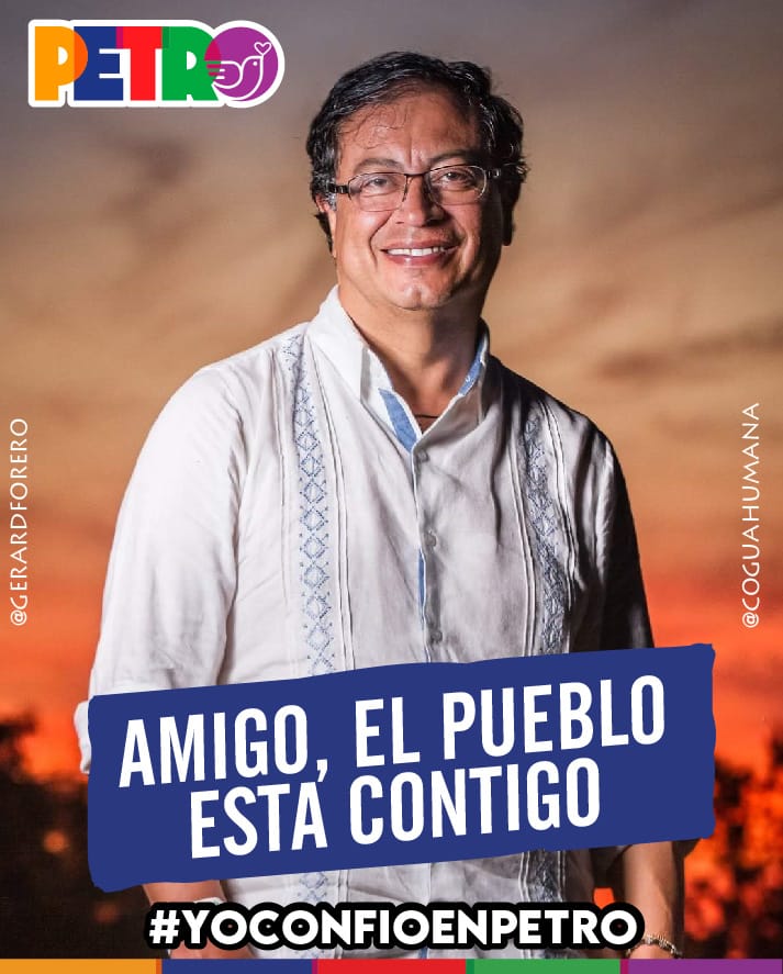 Hoy todos #EstamosConPetro dele RT y like masivo gente para que la derecha criminal y ratera sepa que todos #EstamosConPetro