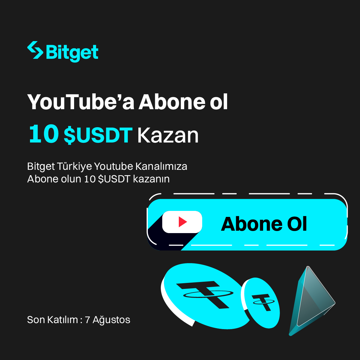 bitgetturkey's tweet photo. 💵  Basit etkinlikle 20 kişiye 10 Çekilebilir #USDT 
 
💪 Sizlere faydalı içerikler üretmek için kolları sıvadık ama önce desteğinize ihtiyacımız var

📺 #Youtube Kanalımıza abone ol
👉https://t.co/v6p8wQ8o7h 

👥 3 kişiyi etiketle ve bu gönderiyi paylaş

Son Katılım 7 Ağustos