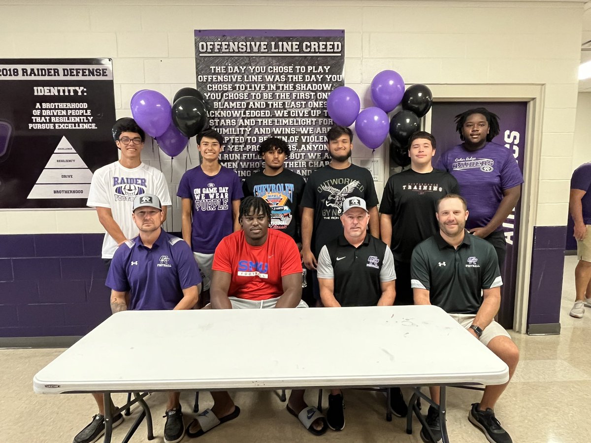 RRCRFootball's tweet photo. What an amazing morning with Marcus Bryant and his family!  Marcus presented a gift  to buy a new segment clock  and establish a scholarship fund for OLinemen!  Thanks to the coaches, booster board, Mr. Smith, Raider cheer and the Bryant family for coming out!   #WeareCR https://t.co/7LI2LXkNO1