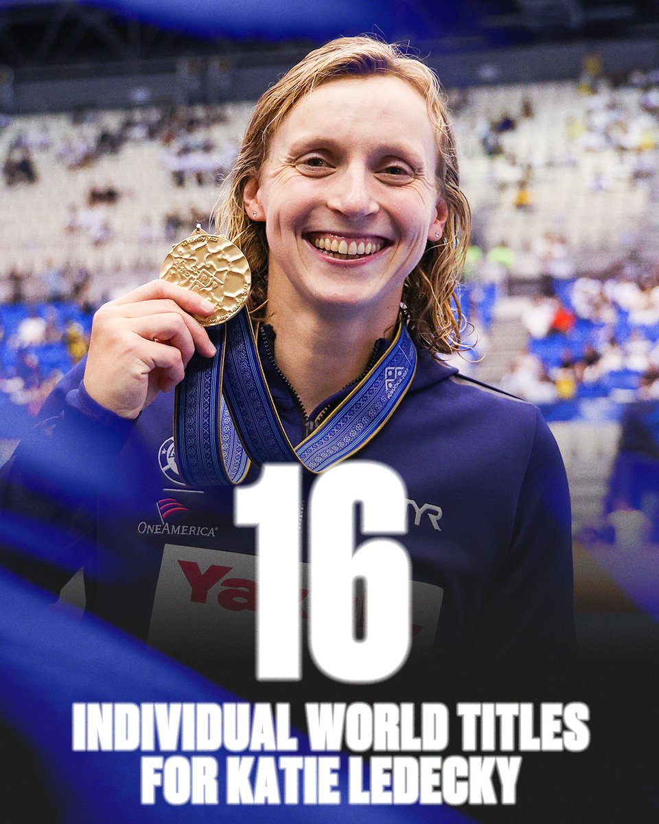 HISTORY FOR KATIE LEDECKY 🤩

She passed Michael Phelps with the most career individual swimming world titles of all time 🥇