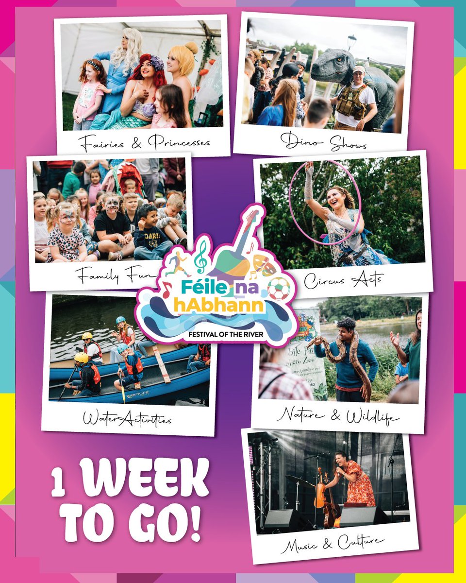 This time next week, we'll be kicking off our massive free community festival on the River Lagan Walkway, with something for everyone, young and old. Join us and let's make this year's @feilenahabhann the biggest one yet 🎉