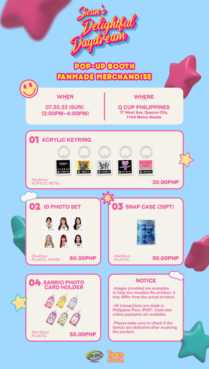 TeenfreshPH's tweet photo. [📸] DELIGHTFUL DAYDREAM Pop-Up Booth Information

🗓️ 7/30 (2:00PM~4:00PM)
📍 Q Cup Philippines

@STAYCPH_
#STAYC #스테이씨 
#DELIGHTFULDAYDREAM https://t.co/nkwu4CETAQ
