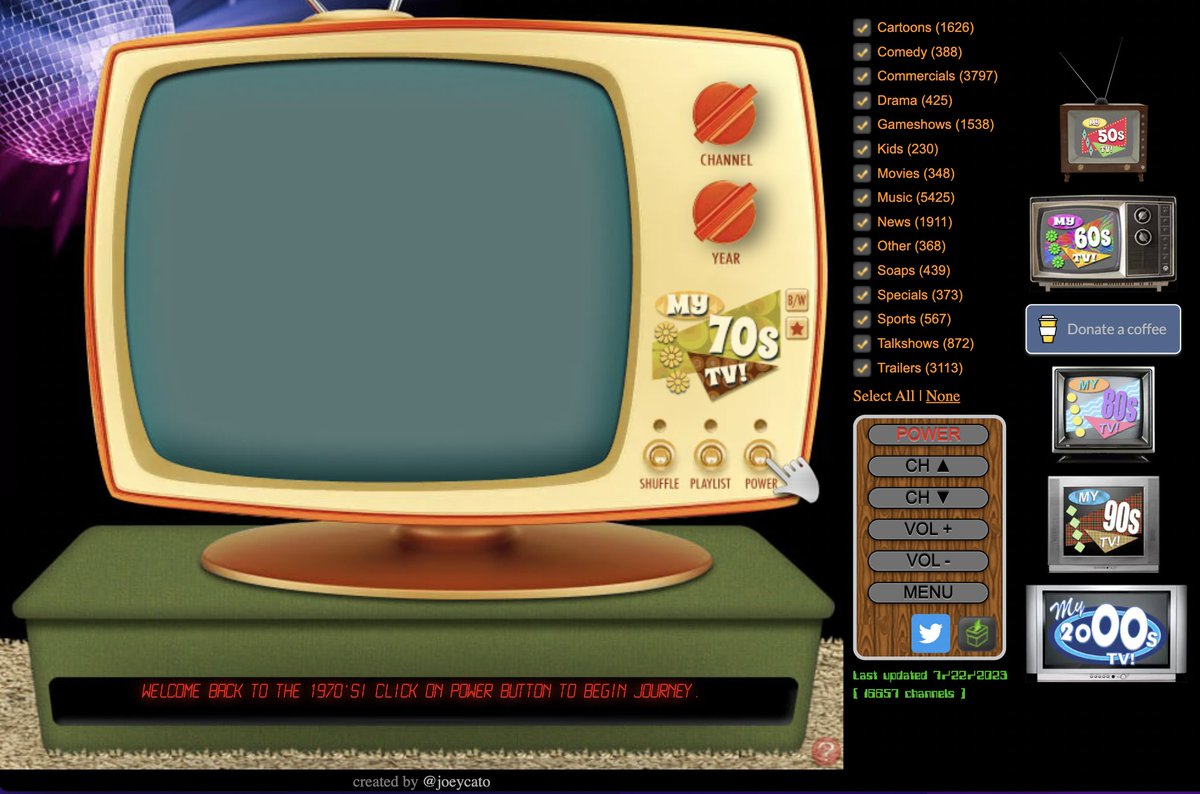 This is pretty rad. Revisit your 📺 tv favorites from the 50s, 60s, 70s, 80s, 90s, and 2000s.  🤩Fantastic work @joeycato  my50stv.com