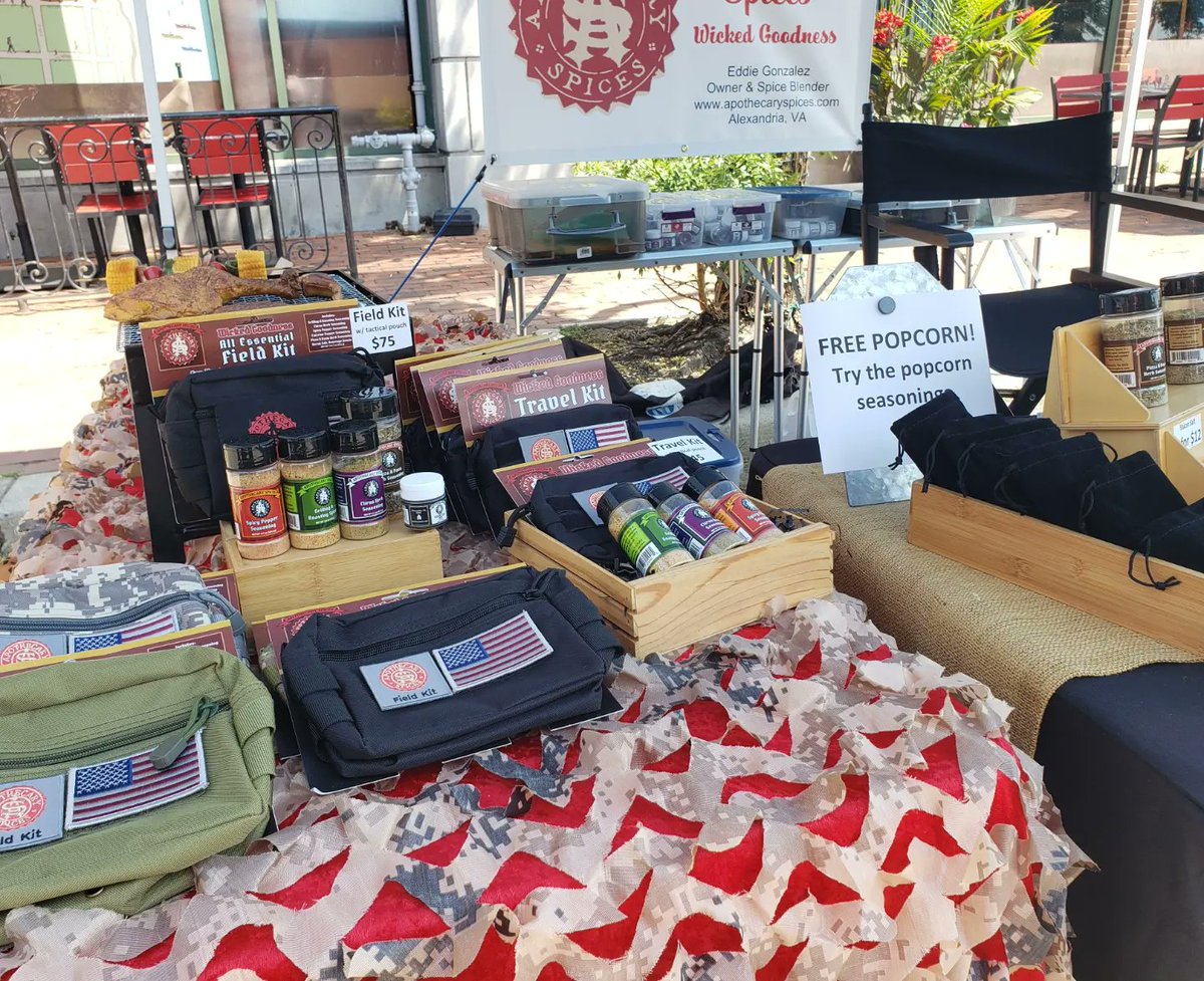 apothecaryspice's tweet photo. A great day to get some #spices from your favorite apothecary. Lower King and Union Streets, Old Town Alexandria. I'll be here until 3:30pm. Get you some #WickedGoodness.
A pop-up sponsored by MadeInALX.
#MadeInALX #OldTownALX https://t.co/803Vr8aT77