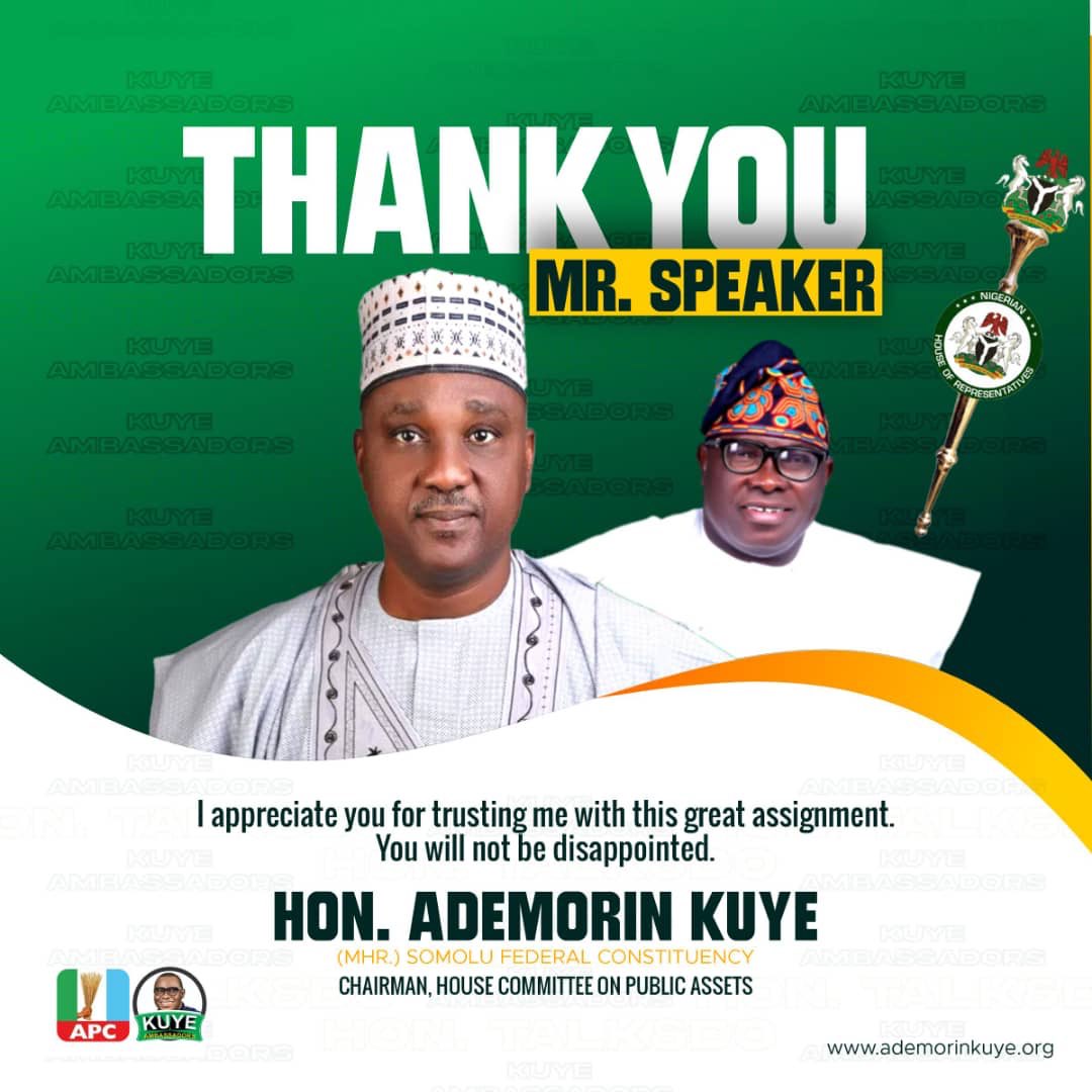 kuye_ade's tweet photo. Thank you @HonTJAbbas for the trust and opportunity to serve as Chairman of Committee on Public Assets in this 10th Assembly of @HouseNGR https://t.co/1eXEjNxuUg