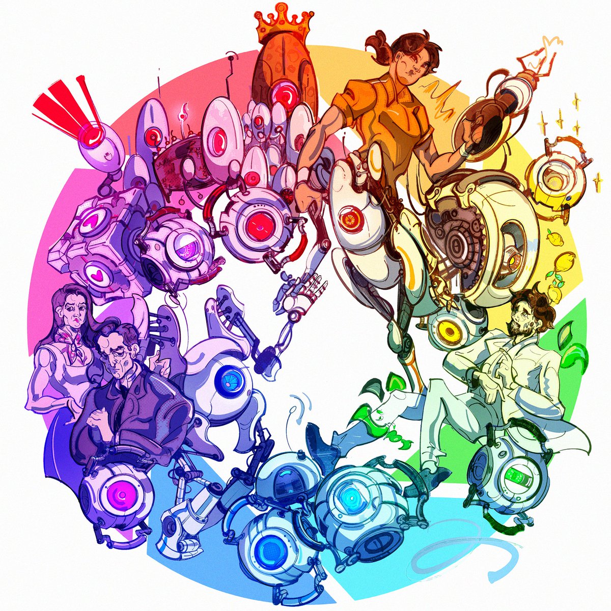 RedactedRachell's tweet photo. Color wheel of Science

#Portal #Chell #GLaDOS #DougRattmann #Wheatley https://t.co/l79suiUkwB