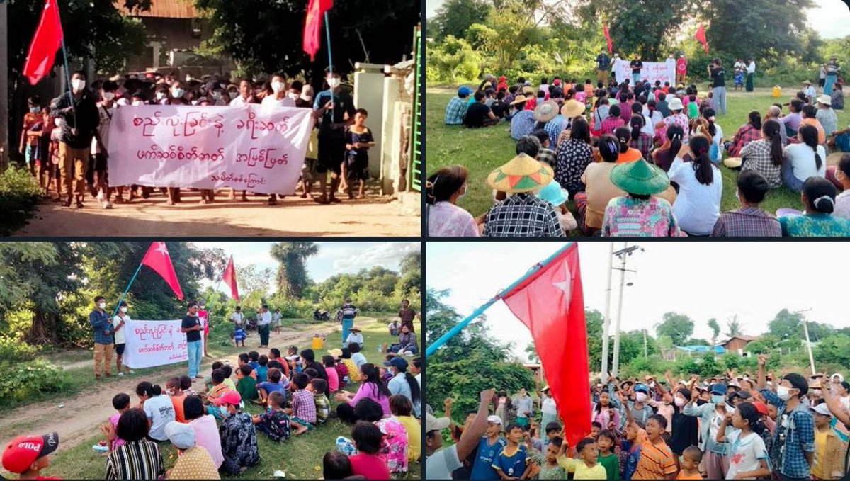 Pro democracy youths in a village, Yinmarbin Township, are still marching with vigor to keep opposing the military dictatorship.  #2023Jul29Coup #AcceptNUGRejectMilitary #WhatsHappeningInMyanmar