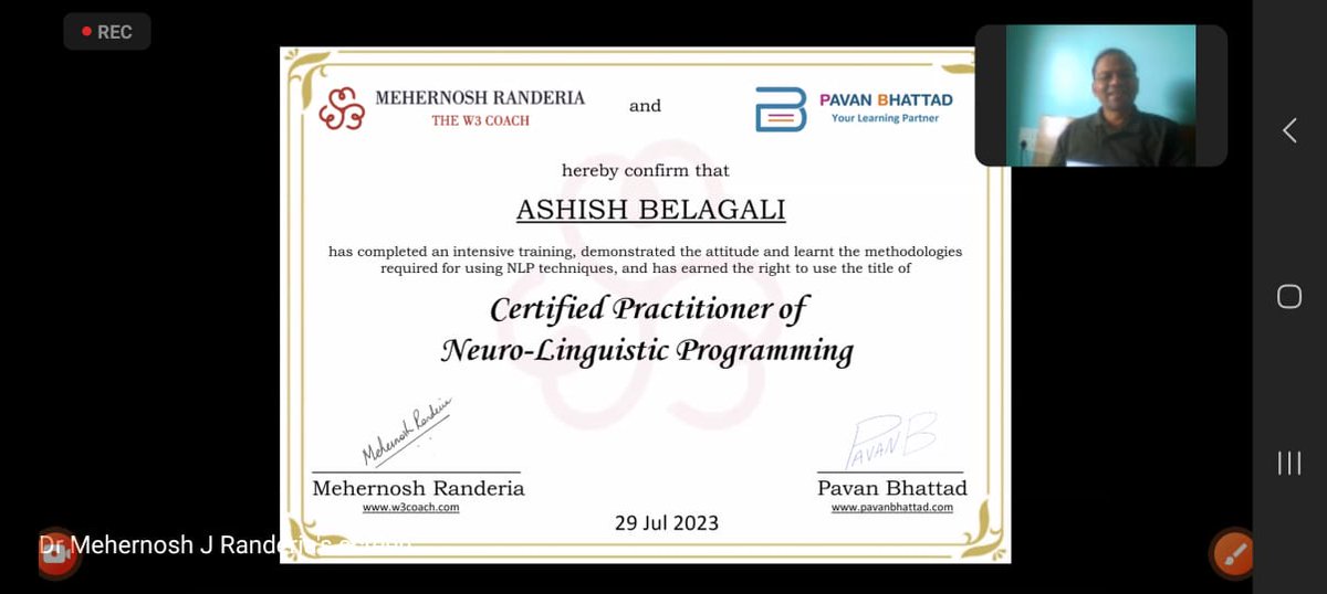 belagali17's tweet photo. Happy to share that I became a Certified NLP Practitioner today. #NLP stands for Neuro Linguistic Programming. It is so fundamental to  personal and social well-being that it may be called a user manual of  life. https://t.co/FuSKb3rolX