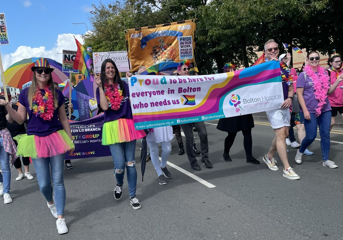 What a brilliant time we’ve had at @BoltonPride!🏳️‍🌈 This morning members of our Bolton Hospice team took to the streets to join the Parade, with the sun even making an appearance!☀️🌈 We really are proud to be here for everyone in Bolton who needs us 💜