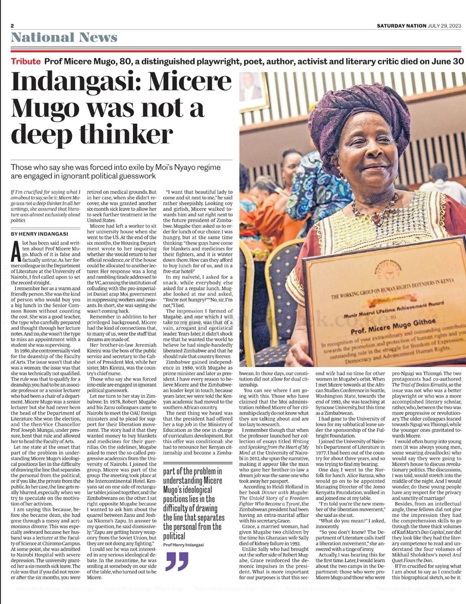 rslafrica's tweet photo. Shocked and appalled by UoN literature professor Henry Indangasi's insensitive article on #MwalimuMicereMugo.
Instead of celebrating her contributions, he shamefully parades counter narratives to discredit others for his own relevance. 
#InsensitiveScholar #AcademicIntegrity https://t.co/eonBb0CibT