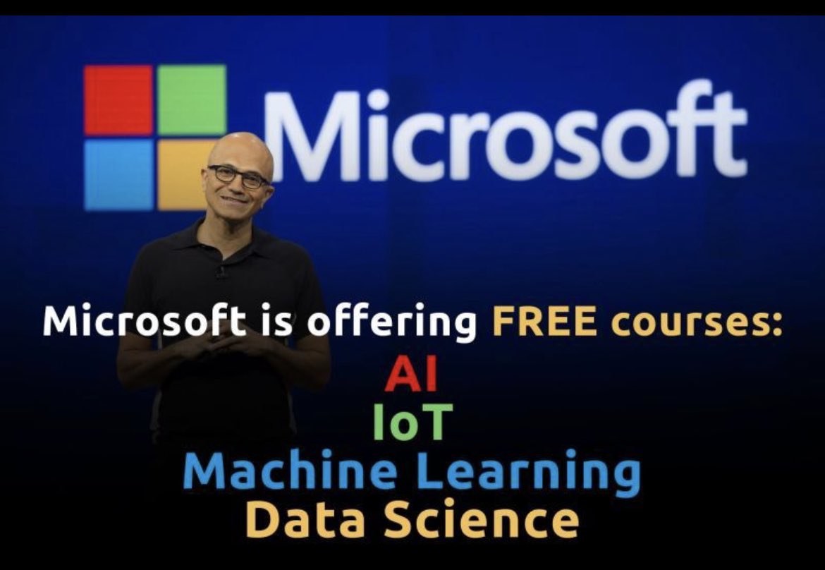 Microsoft offers FREE courses on these topics:
✨ Artificial Intelligence #AI
✨ Internet of Things #IoT
✨ #DataScience
✨ #MachineLearning

The follow a project-based approach, allowing you to learn while actively building and creating! 
✅ AI for beginners: A 12-week,