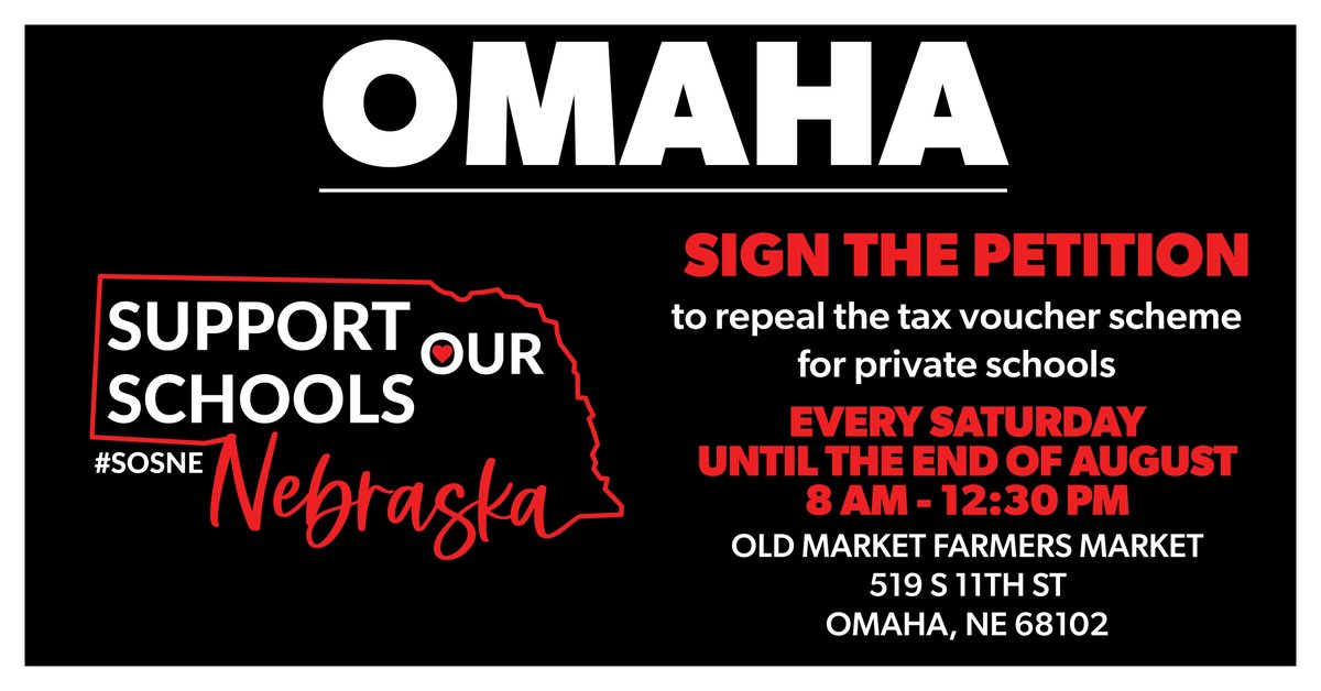 Sign the petition! 
OMAHA
Sat. July 29, 8 AM - 12:30 PM 
Old Market Farmers Market, Every Saturday
519 S 11th St, Omaha