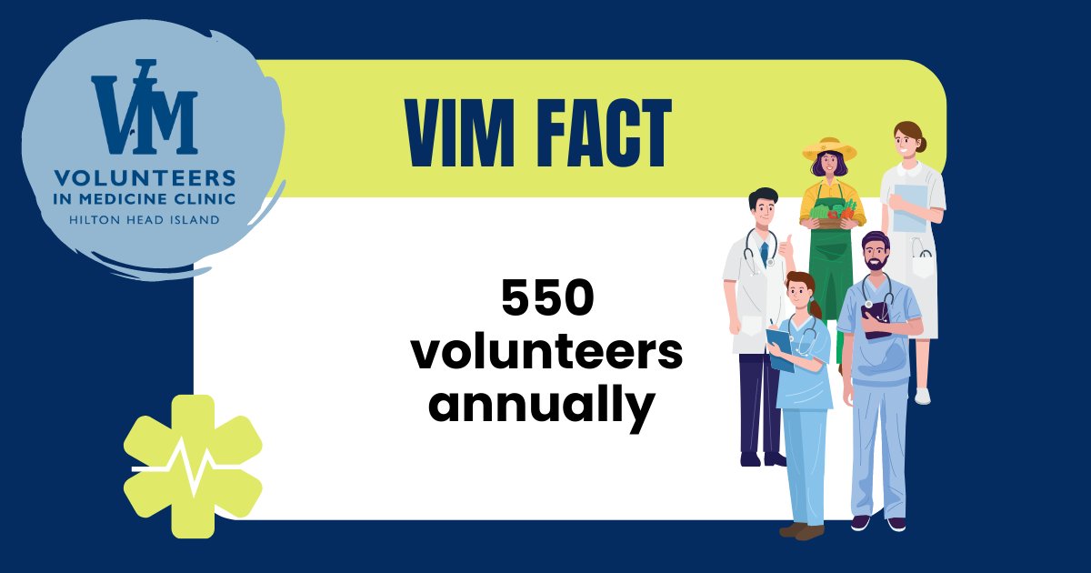 VIM Fact - Volunteers are the heart of what we do! Thanks to the 550 member strong #volunteer corps. 

#vim  #vimhhi  #vimclinic  #volunteersinmedicine
#vim30years
#hiltonhead #daufuskie
