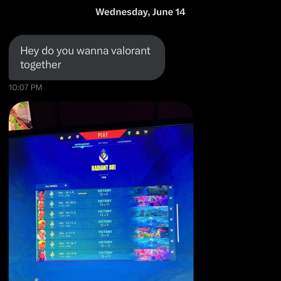 meeowsus's tweet photo. bro thinks girls would automatically drop down on their knees after seeing a screenshot of his radiant rank https://t.co/T6utudIHP8