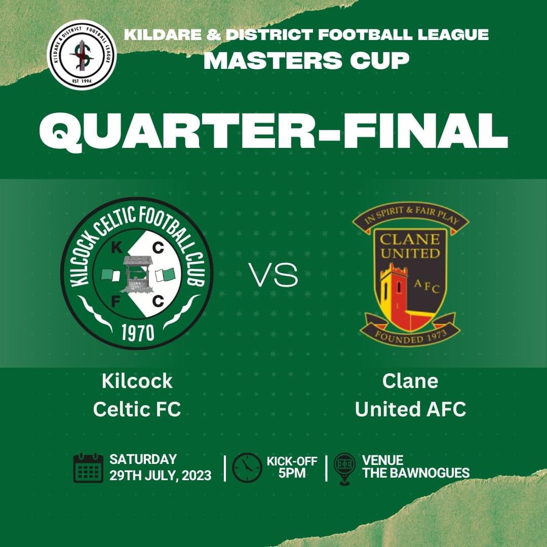 KilcockCeltic's tweet photo. 🏆 | 𝑲𝑫𝑭𝑳 𝑴𝒂𝒔𝒕𝒆𝒓𝒔 𝑪𝒖𝒑 𝑸𝒖𝒂𝒓𝒕𝒆𝒓-𝑭𝒊𝒏𝒂𝒍
Best of luck to the Kilcock Celtic O35s as they take on Clane United in a KDFL Masters Cup Quarter-Final.
Kick-off is 5pm!
#KCFC | #CELTS | #KDFL | @KfmSport https://t.co/LWMsqXWUiJ