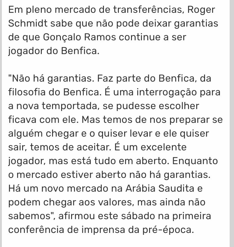 Schmidt e a situação de Gonçalo Ramos.