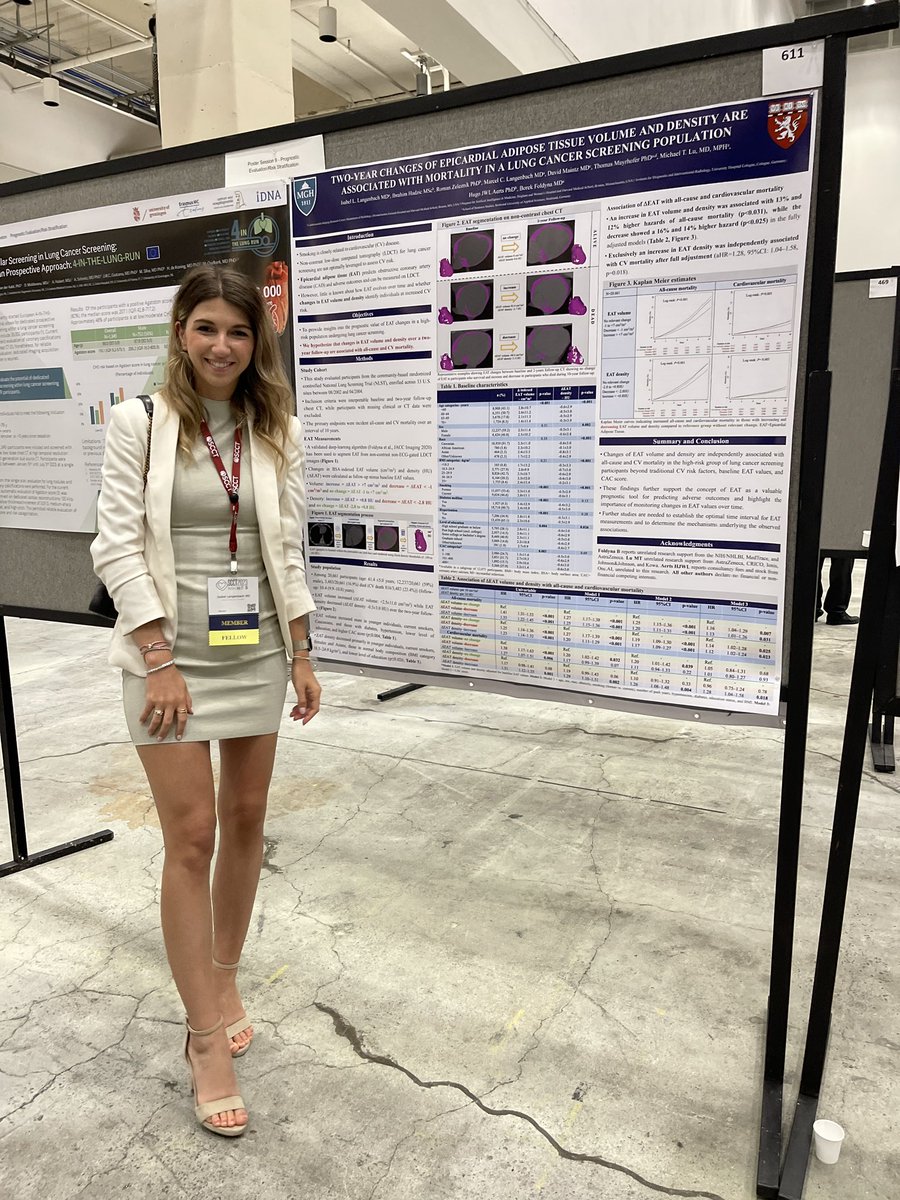 Isabel Langenbach (@ilangenbach_md) on Twitter photo New insights from the National Lung Screening Trial (NLST) and the prognostic value of changes in EAT volume and density. 📊
Can variations in EAT identify individuals at increased risk for cardiovascular mortality? See my poster at #SCCT2023
#heart #radiology <a href="/Heart_SCCT/">Heart_SCCT</a> New insights from the National Lung Screening Trial (NLST) and the prognostic value of changes in EAT volume and density. 📊
Can variations in EAT identify individuals at increased risk for cardiovascular mortality? See my poster at #SCCT2023
#heart #radiology <a href="/Heart_SCCT/">Heart_SCCT</a>