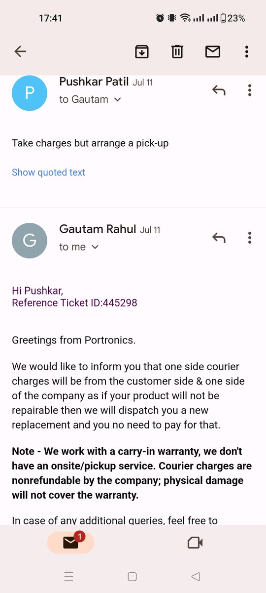 pushkhem6's tweet photo. @Portronics s askg 2 pe courier chrge 2 send der falty prdct vich dey sold 2 me &amp; it is vry much widin warnty perd. It ws nt at al mntn nywer in warnty instrns. Nw I hv 2 pay 500rs 2 curier falty prdct 2 @Portronics &amp; price of pdct is 1800Rs, odrws dey r nt evn bodring 2 respnd https://t.co/LmTkT9serq
