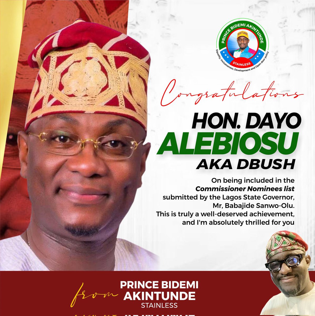 Prince_Bids's tweet photo. Congratulations Hon. Dayo Alebiosu D' Bush. - Great man for Greater Kosofe!!! https://t.co/76K6wRfHfQ
