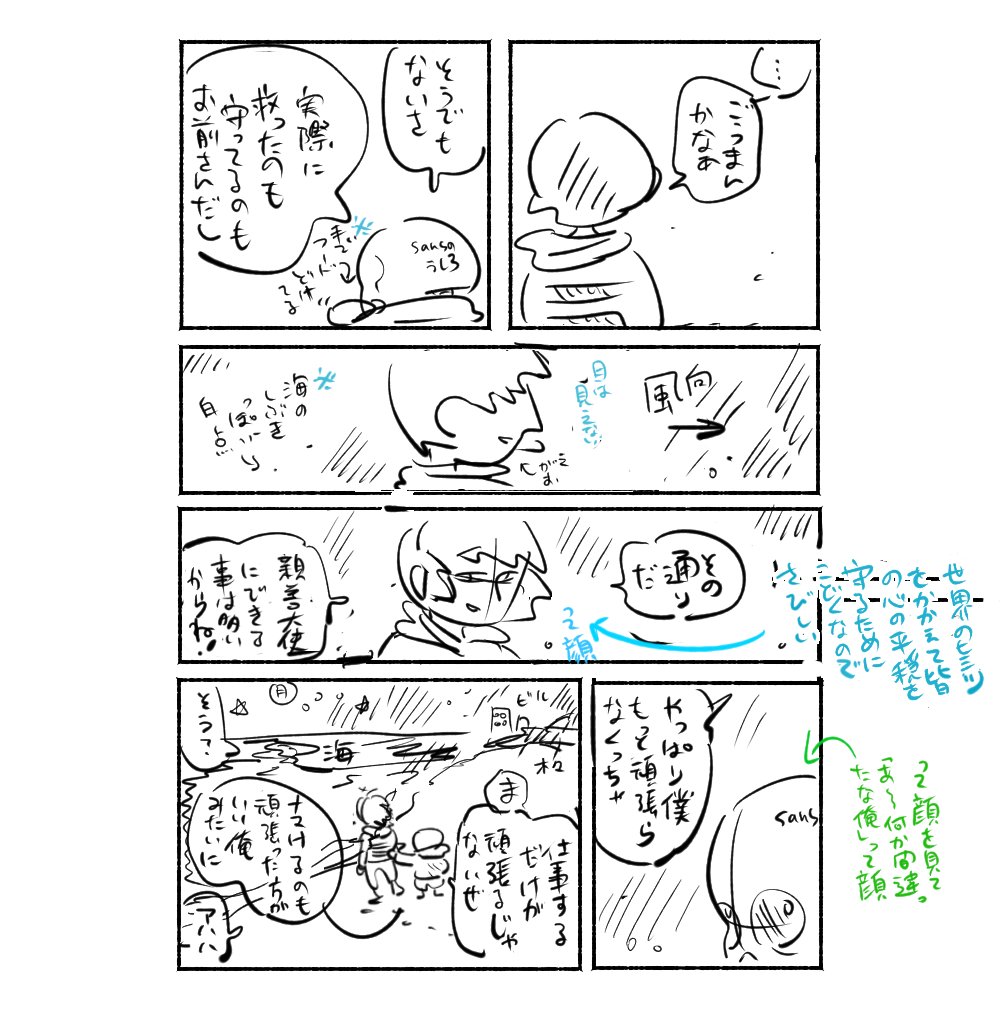 昔ネームを私が描いて相手に仕上げてもらうって遊びをして頂いた時に描いたサンフリまんがのネームです