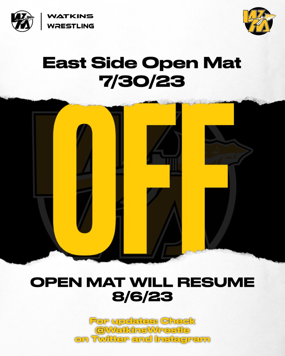 With many warriors, and regular attendees wrestling in the state fair tournament this Sunday, there will be no open mat at Warrior Way tomorrow. 

We’ll get after it next Sunday 🦾

Good luck to all competing at the State Fair! 🤼‍♂️🤼‍♀️
