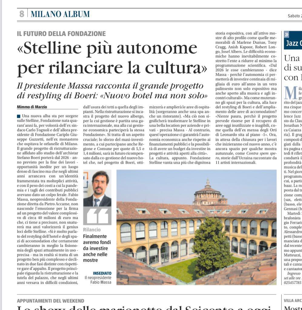Tutela del bene comune, cultura e autonomia finanziaria. Il tutto riassumibile in 4 lettere: gare. Gare pubbliche e trasparenti per portare la Fondazione Stelline alle stelle.