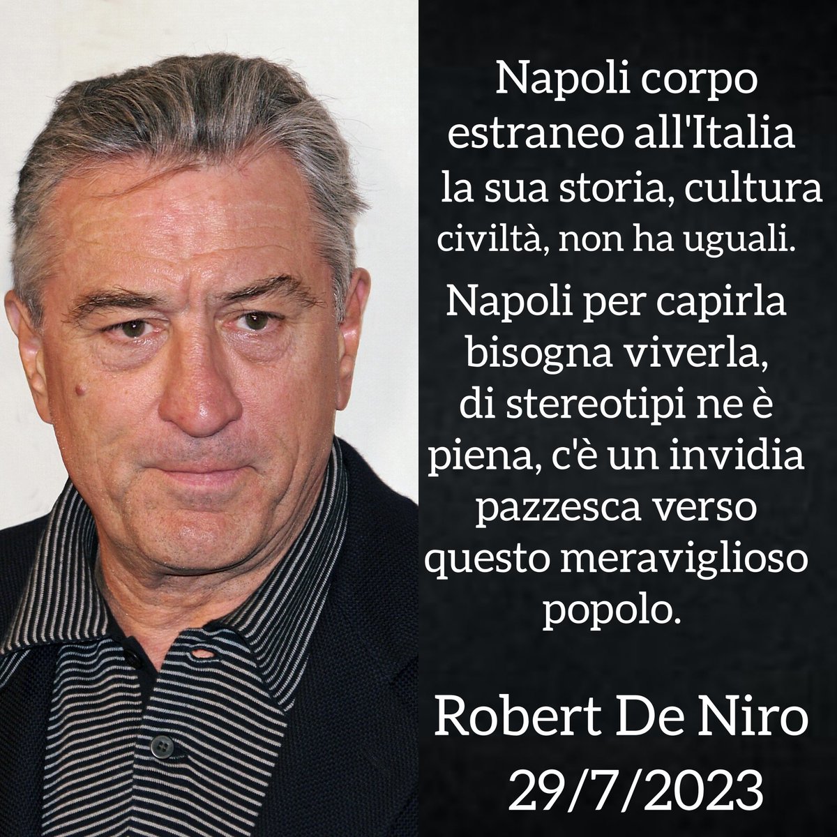 pincopallino226's tweet photo. #RoberDeNiro l'elogio alla Napoletanita`.
@s_tamburini @ZZiliani @demagistris @Carloalvino @bastioniazzurri @TolliVincenzo @robertosaviano @molarolandia @DiegoDeLucaTwit @FBiasin @tancredipalmeri @MCriscitiello @realvarriale @CucchiRiccardo @sruotolo1 #ForzaNapoliSempre #Napoli https://t.co/V5Nkv5OrnU