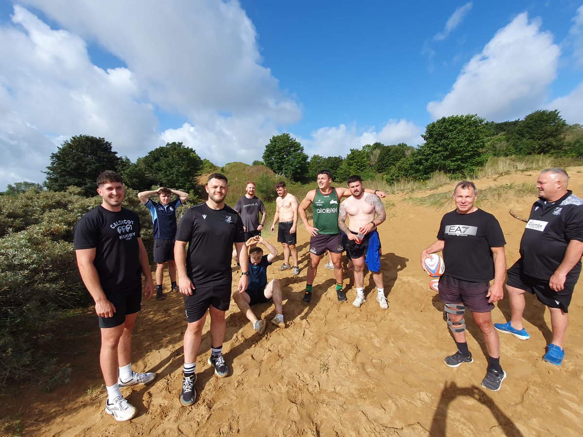 CaldicotRFC's tweet photo. Merthyr Mawr: ✅️✅️✅️
Pints: 🔁🍺

Fair play to the lads who took on the Sand dunes today, great effort by all! 
#WitnessTheFitness https://t.co/coBJsW738o