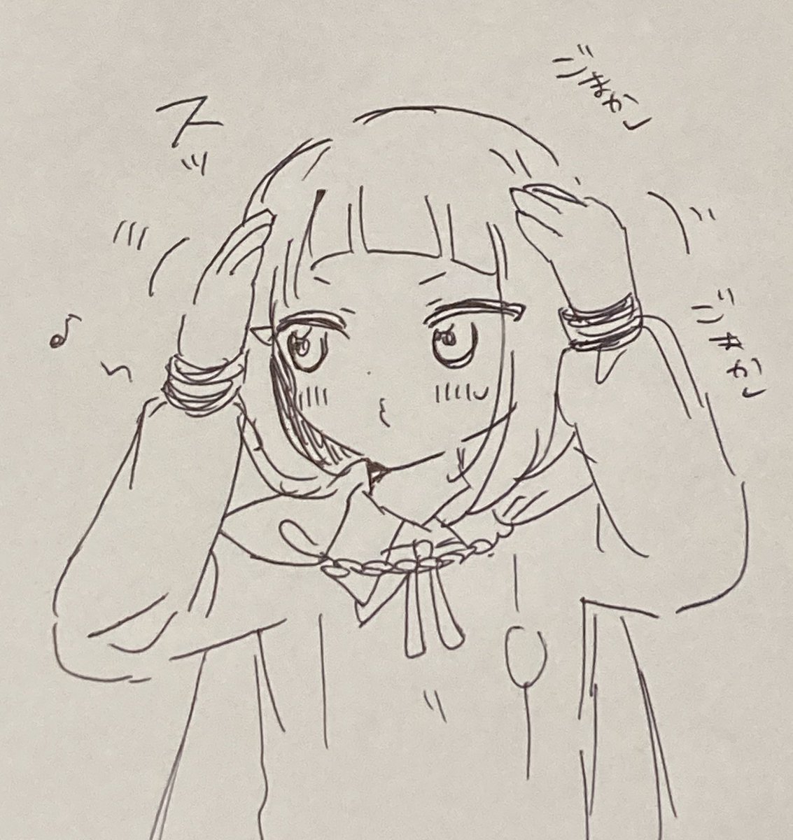 メチャクチャらくがきですがハイタッチし損ねて頭なでなでして誤魔化す前田藤四郎さんメチャクチャかわいいです😭✨ 