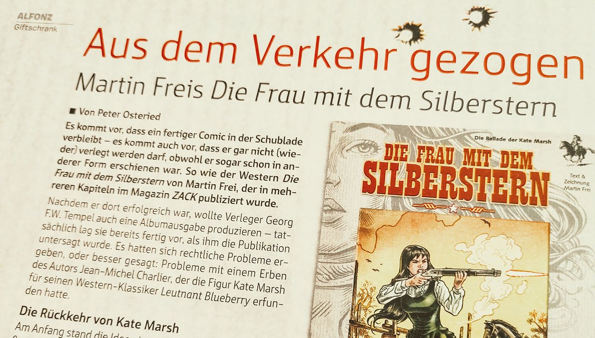 Kürzlich berichteten wir in unserem Blog über das Drama um DIE FRAU MIT DEM SILDERSTERN. In der neuen Ausgabe von <a href="/ALFONZ2012/">ALFONZ Comicreporter</a>
gibt es nun noch mehr Infos. Mehr auch hier: 
gringo-logbuch.de/?p=10825