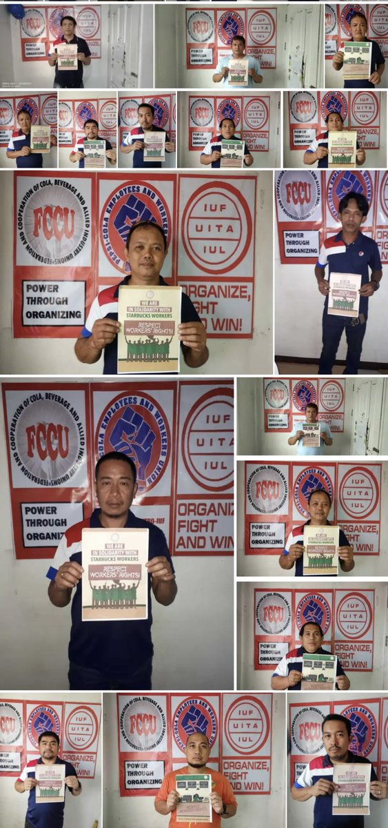 iufap's tweet photo. IUF members in the Asia-Pacific tell Starbucks: stop rights abuses in the USA, respect the human right of workers to form and join unions
#TheUnionIsCalling https://t.co/DGjuKEGfON https://t.co/j86o3aBMIT