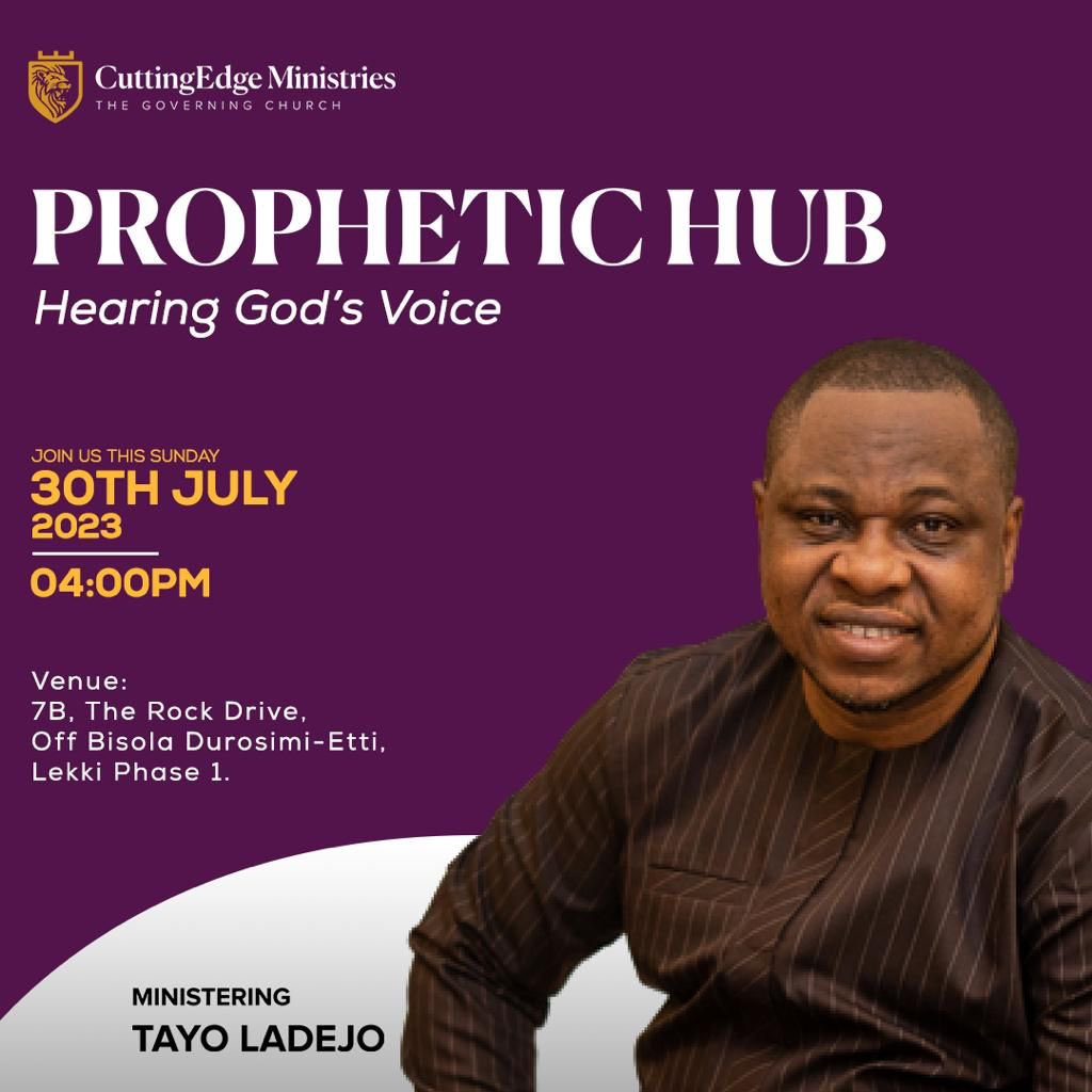 tayo_ladejo's tweet photo. The Prophetic is unequivocally critical to the purpose and destiny of the church in these last days.

This month of July, specifically, on the 30th JULY 2023 at 4pm

Theme for this month edition is HEARING GOD’S VOICE
#PropheticHub
#TheGoverningChurch https://t.co/Abx6BlScli