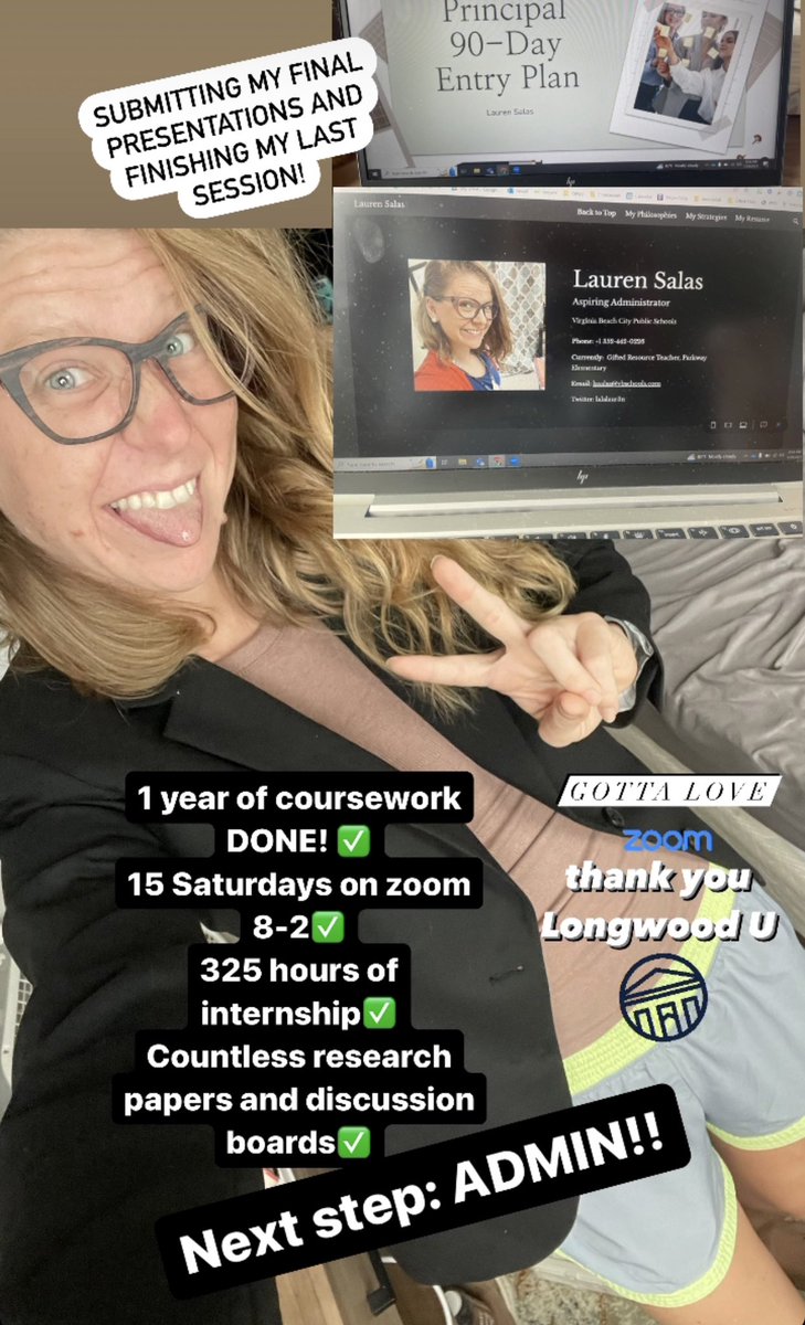 lalalaur3n's tweet image. Today I officially finish my Ed Leadership certification program at Longwood U! 

I am unbelievably relieved and so grateful for everyone who supported me during the last year! 

Next step: #LeadVB!! Here I come!