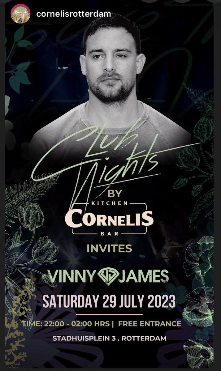 See you TONIGHT at Cornelis #Rotterdam #carnavalrotterdam #coolsingel #vinnyjames