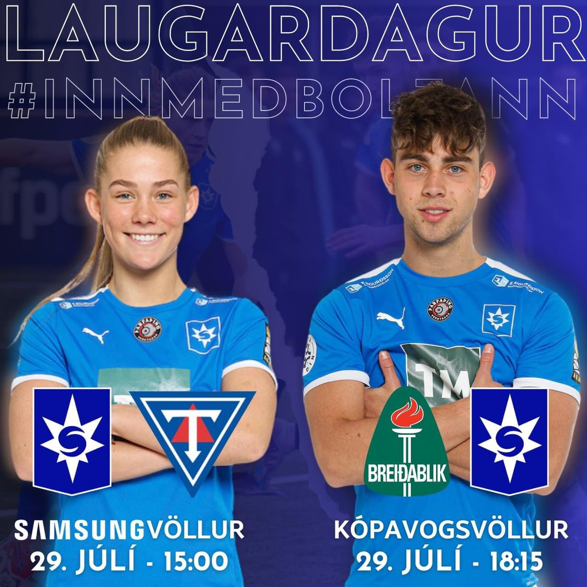 Eins og oft er sagt: Dömurnar fyrst. 

Dúllubar opnar fyrir upphitun - 14:00
Stelpurnar mæta Tindastól - 15:00 
Strákarnir mæta Breiðablik á Kópavogsvelli - 18:15 

SKÍNI STJARNAN 💙
#InnMedBoltann #Skeidin #fotboltinet