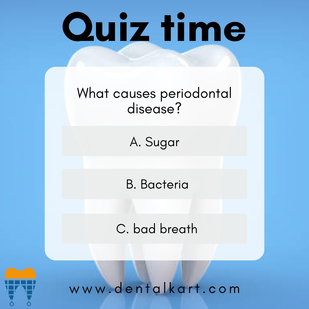 QUIZ TIME 

What causes periodontal disease?

Hurry Up! The contest will be live for 𝟒8 𝐡𝐨𝐮𝐫𝐬 𝐚𝐧𝐝 𝐭𝐡𝐞 3 𝐥𝐮𝐜𝐤𝐲 𝐨𝐧𝐞𝐬 𝐰𝐢𝐥𝐥 𝐛𝐞 𝐫𝐞𝐰𝐚𝐫𝐝𝐞𝐝.

#dental #dentalquiz #dentalkart #dentalquiz❓