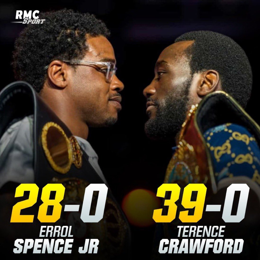 RMCSportCombat's tweet photo. 😱 ON NE SE REND PAS BIEN COMPTE !!

🥊💥 Ce week-end à Las Vegas 🇺🇸, un de ces deux monstres va tomber et concéder la première défaite de sa carrière. L’autre sera champion incontesté des poids welters et deviendra le meilleur boxeur du monde.

😍 Ça fait près de 10 ans qu’on attendait un combat de cette envergure !!

📺 Cette nuit à 2h sur RMC Sport 1