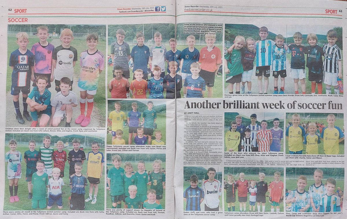 Some of the coverage of our last soccer camp thanks @DownRec . The fun starts again on Monday 31 July from 9:30am at Donard Park